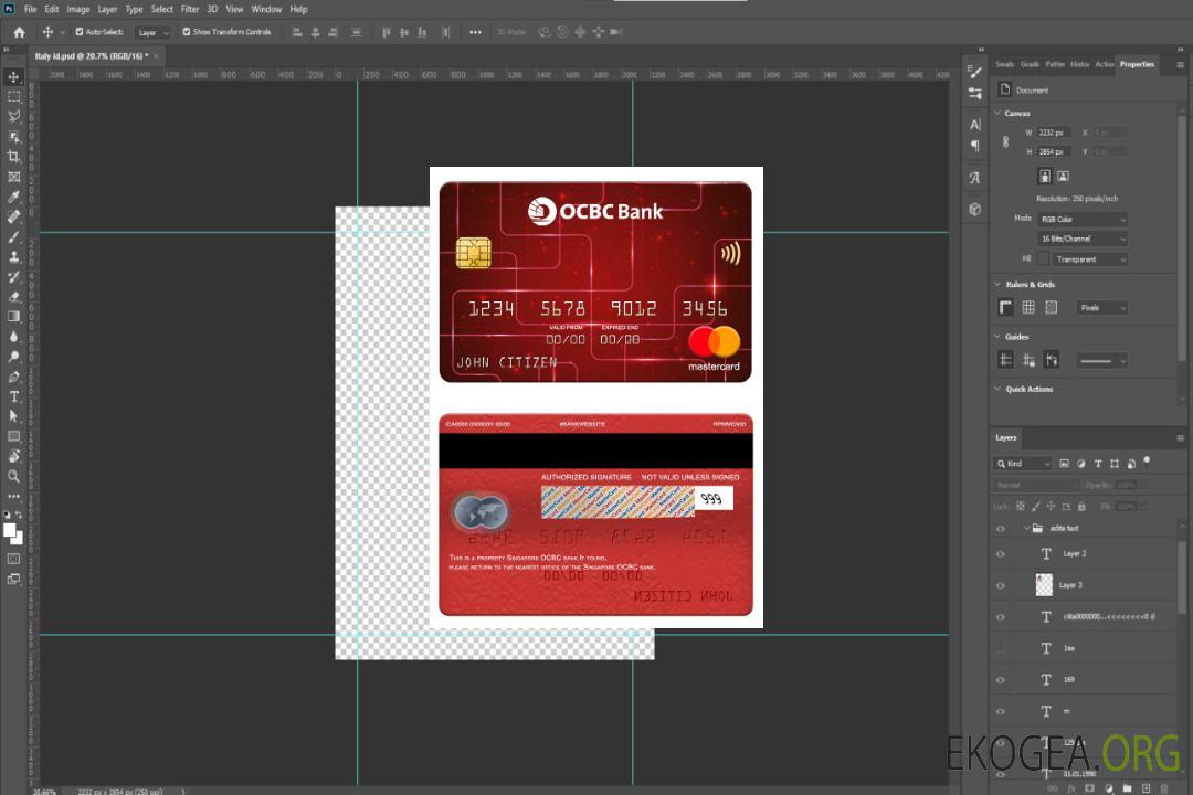 Mastercard de la banque OCBC de Singapour template Mastercard de la banque OCBC de Singapour template